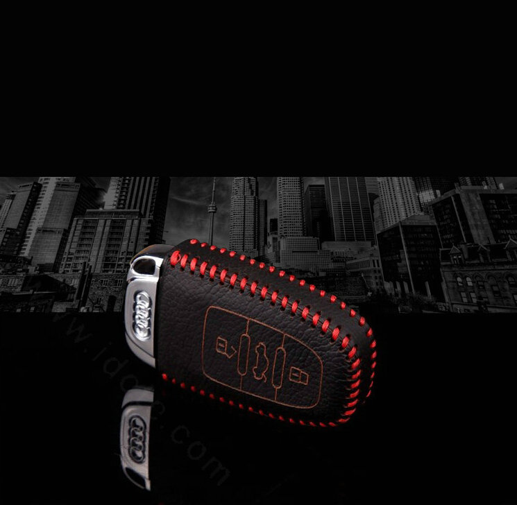 Funky Genuine Leather Key Ring Auto Key Bags Smart for Audi TT - Red
